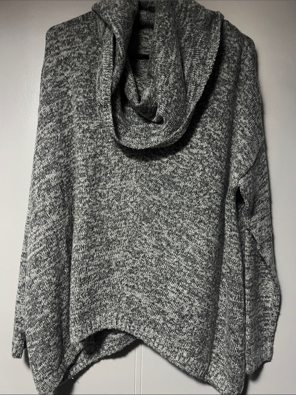 Express Gray Marled Cowl Neck Sweater